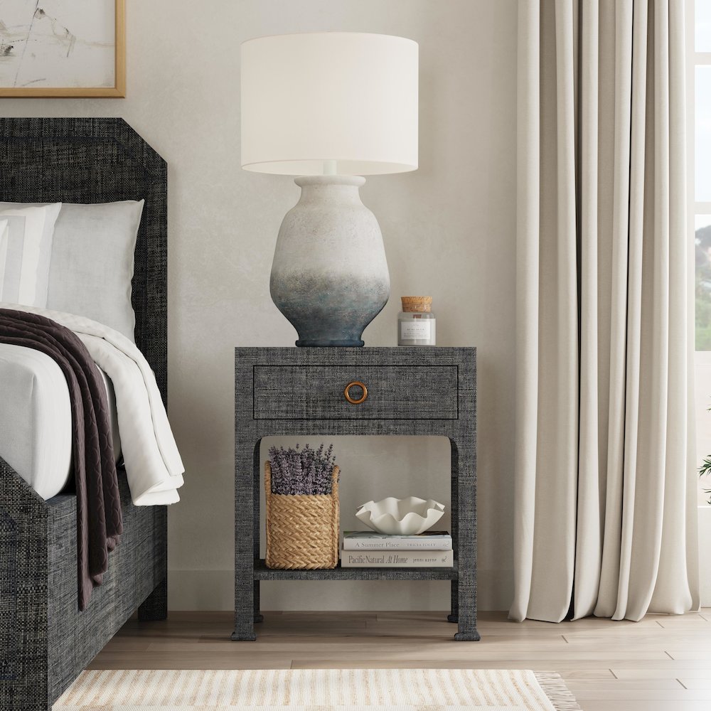 Chatham Raffia Nightstand, Charcoal