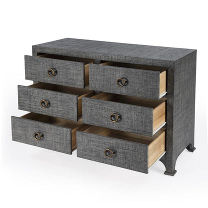 Elegant Gray 6 Drawer Dresser for Women’s Bedroom - Double Dresser