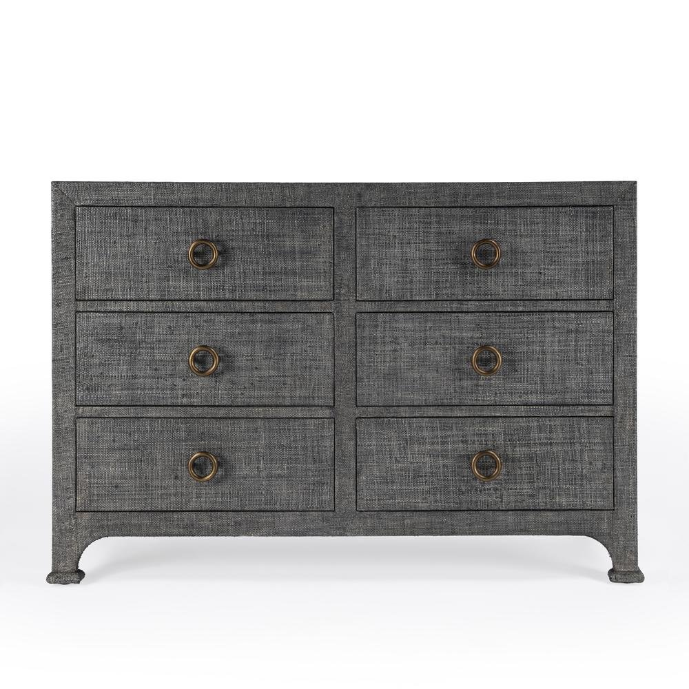 Elegant Gray 6 Drawer Dresser for Women’s Bedroom - Double Dresser