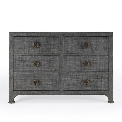 Elegant Gray 6 Drawer Dresser for Women’s Bedroom - Double Dresser