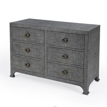 Elegant Gray 6 Drawer Dresser for Women’s Bedroom - Double Dresser