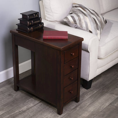 Kelton 4 Drawer Side Table, Dark Brown