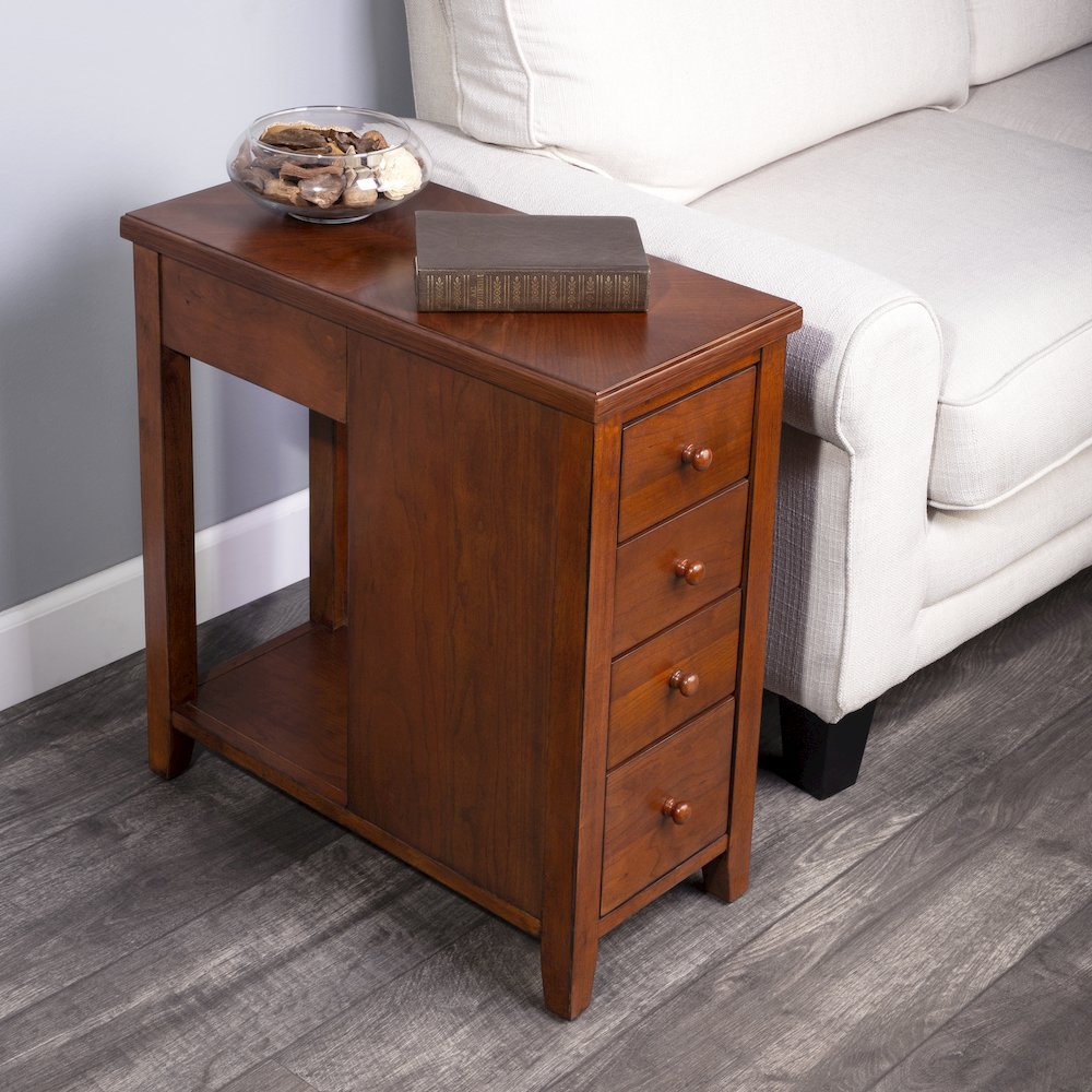Kelton 4 Drawer Side Table, Medium Brown