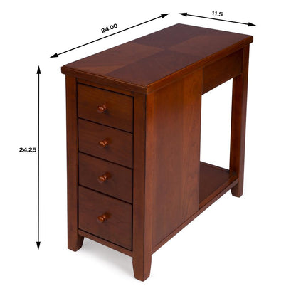 Kelton 4 Drawer Side Table, Medium Brown