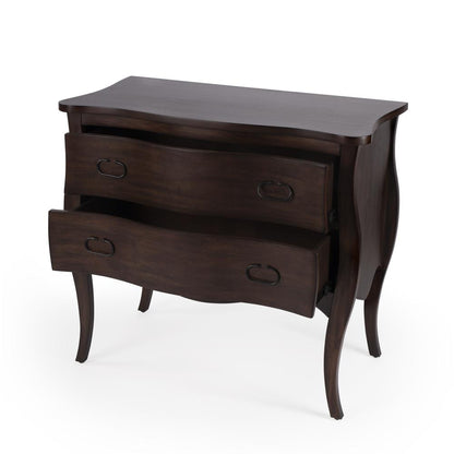 Rochelle Walnut 2 Drawer Chest, Dark Brown