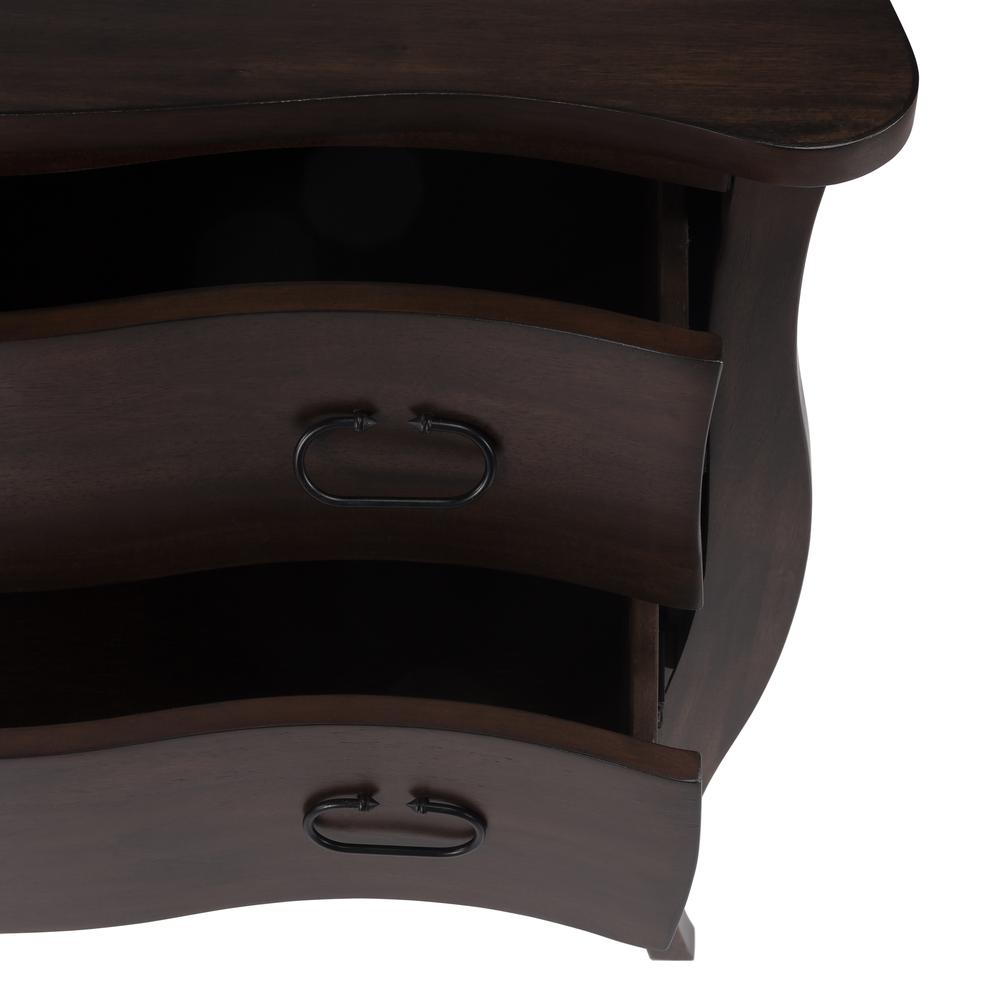 Rochelle Walnut 2 Drawer Chest, Dark Brown