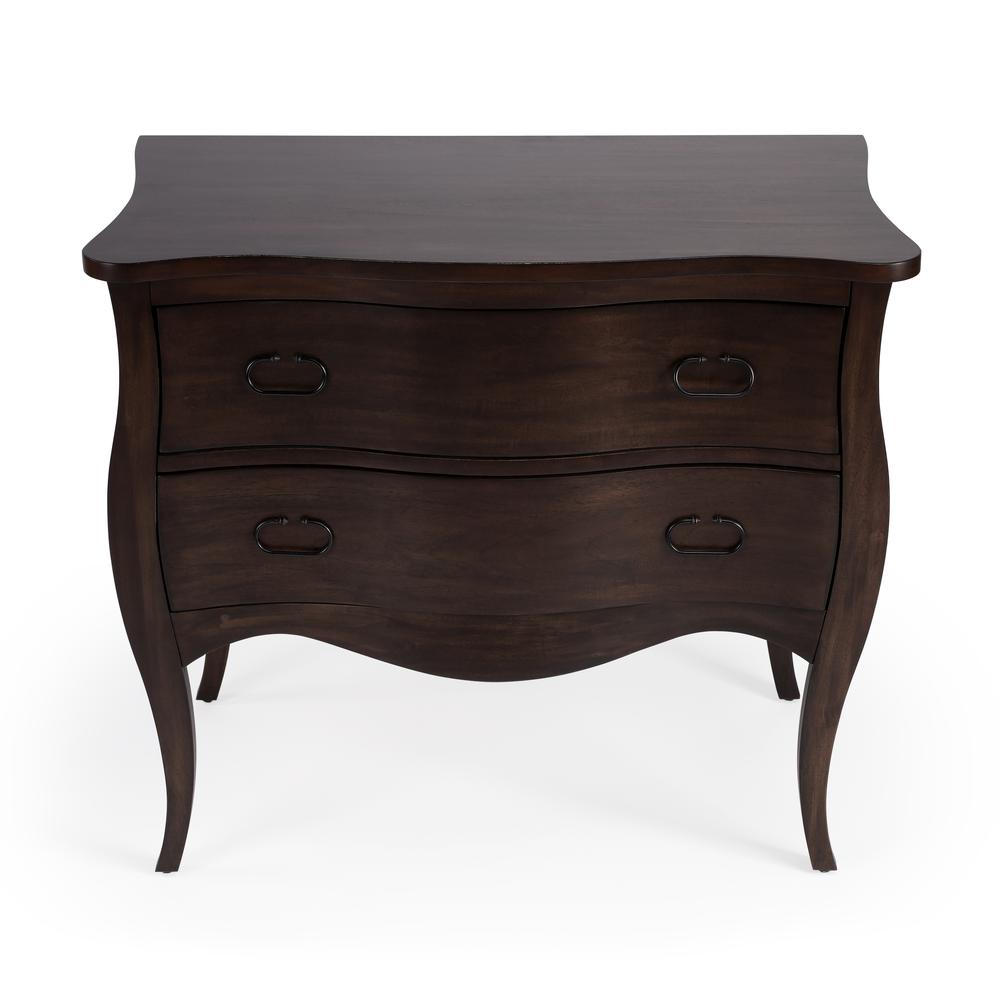 Rochelle Walnut 2 Drawer Chest, Dark Brown
