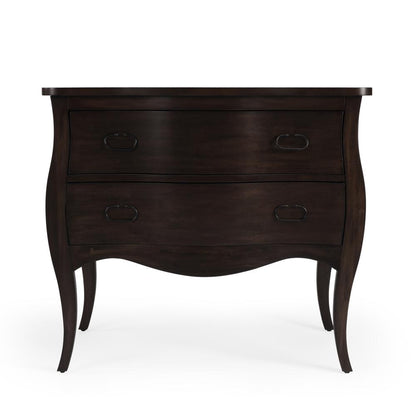 Rochelle Walnut 2 Drawer Chest, Dark Brown
