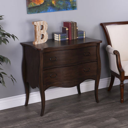 Rochelle Walnut 2 Drawer Chest, Dark Brown