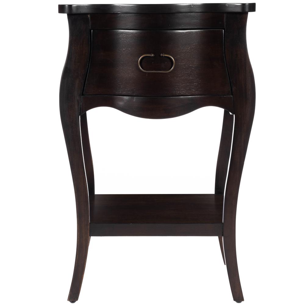 Rochelle 1 Drawer Nightstand, Dark Brown