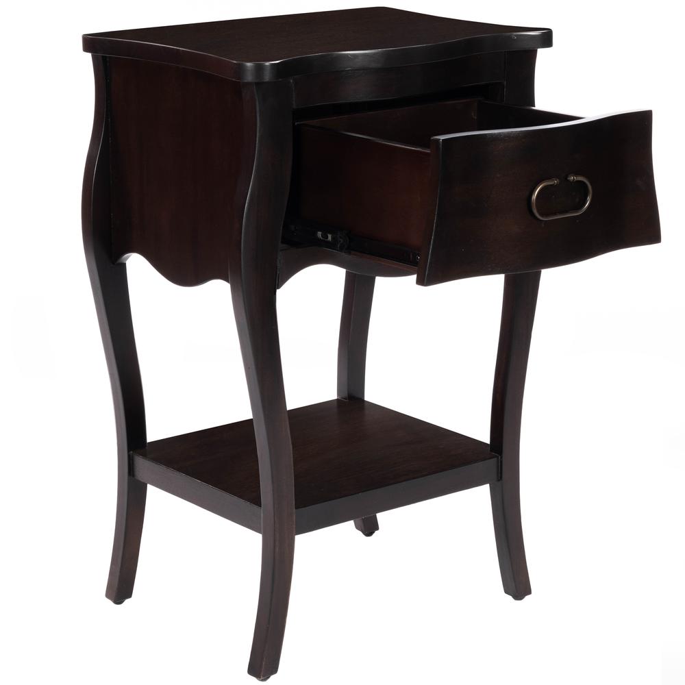 Rochelle 1 Drawer Nightstand, Dark Brown