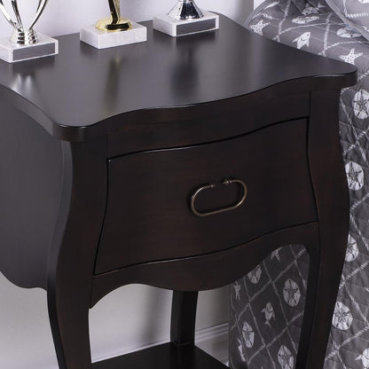 Rochelle 1 Drawer Nightstand, Dark Brown