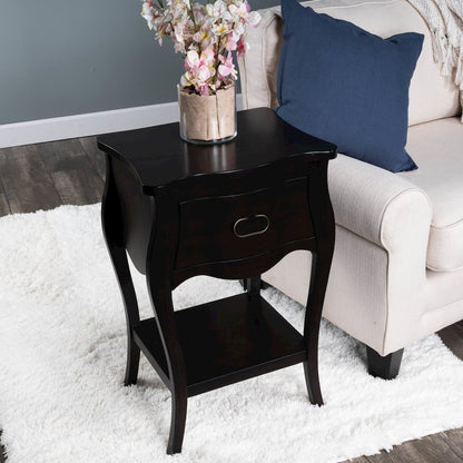 Rochelle 1 Drawer Nightstand, Dark Brown