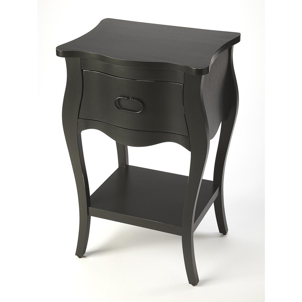 Rochelle 1 Drawer Nightstand, Black