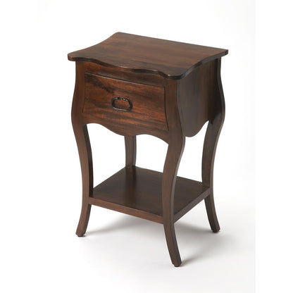 Rochelle Walnut 1 Drawer Nightstand, Dark Brown