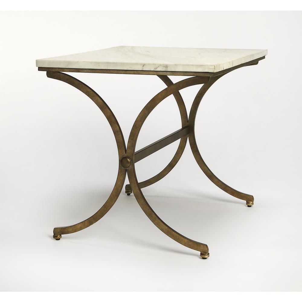 Pamina Marble Side Table, Gold
