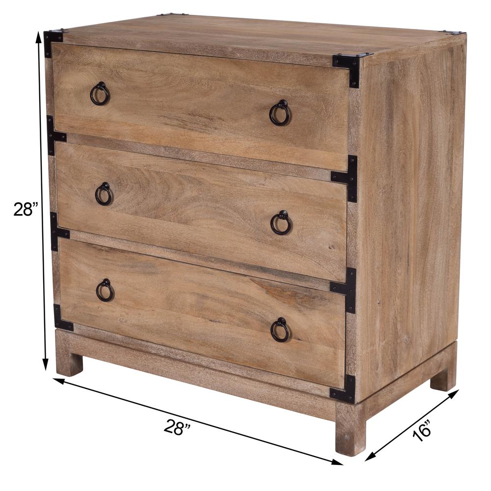 Forster Campaign 3 Drawer Dresser, Light Brown