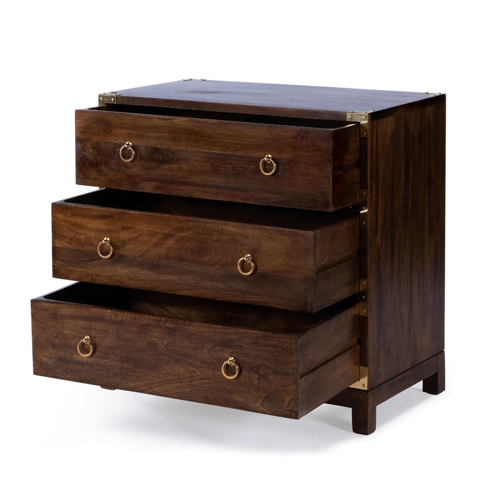 Forster Campaign 3 Drawer Dresser, Dark Brown