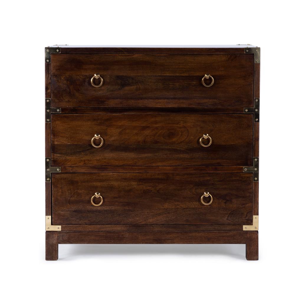 Forster Campaign 3 Drawer Dresser, Dark Brown