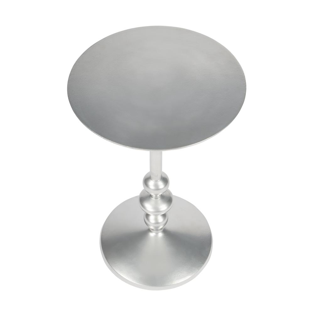 Zora Iron Pedestal Side Table, Silver