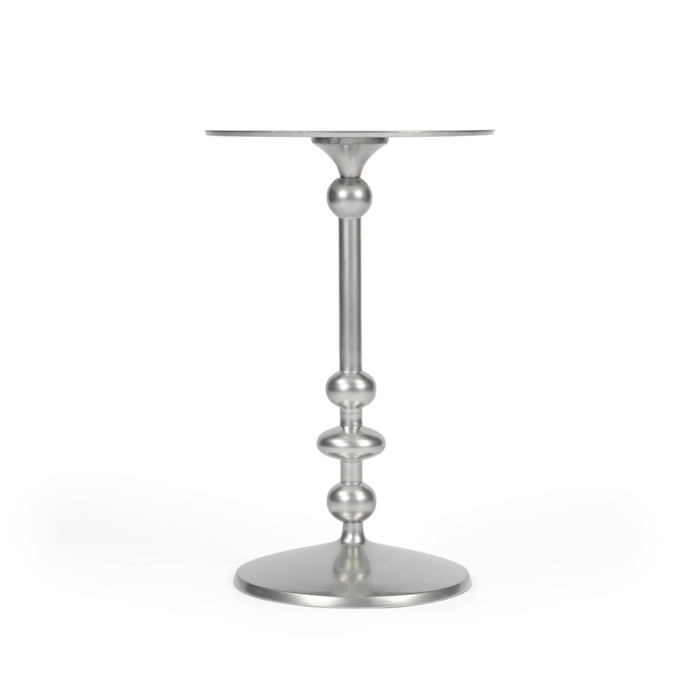 Zora Iron Pedestal Side Table, Silver