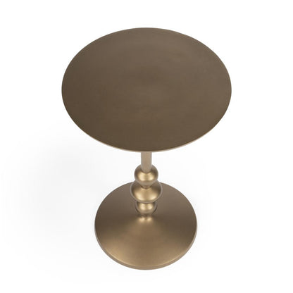 Zora Round Pedestal Side Table, Gold