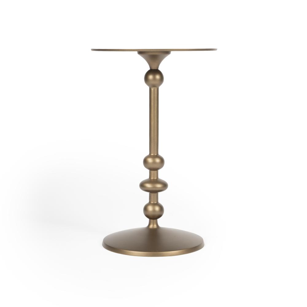 Zora Round Pedestal Side Table, Gold