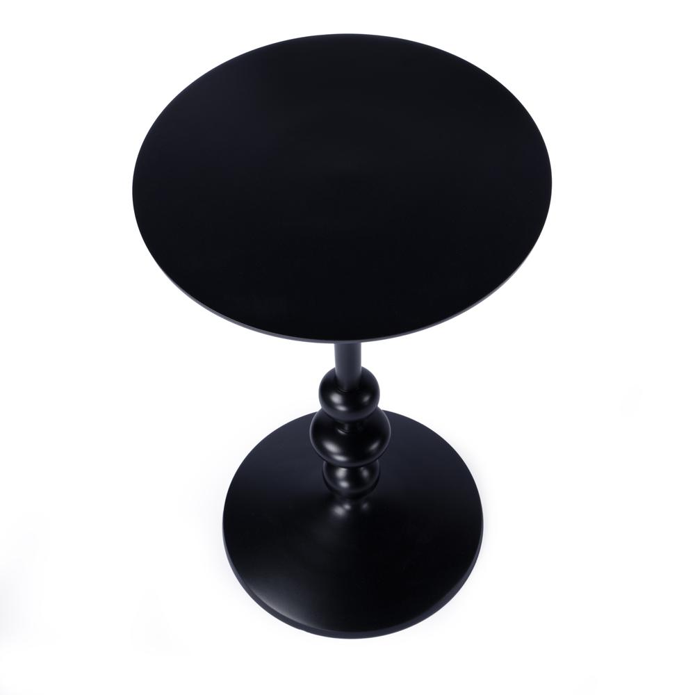 Zora Outdoor Round Pedestal Side Table, Black