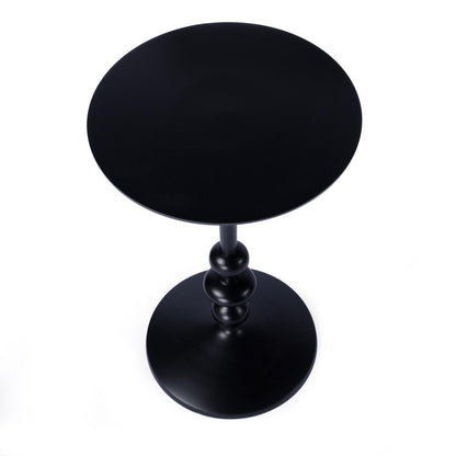 Zora Outdoor Round Pedestal Side Table, Black