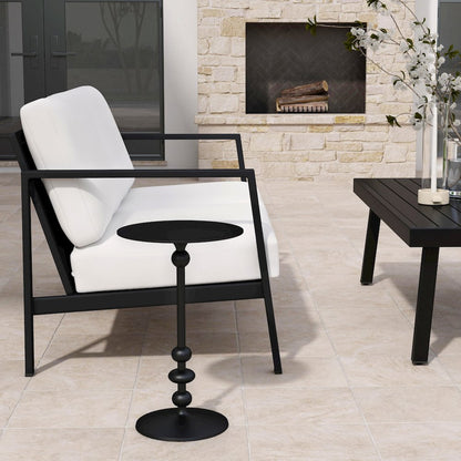 Zora Outdoor Round Pedestal Side Table, Black