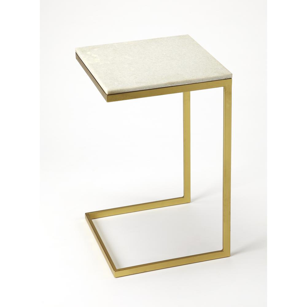 Lawler Marble C- Side Table, Gold