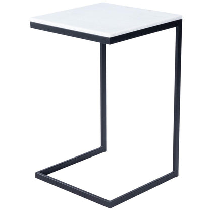 Lawler Marble C- Side Table, Black, White
