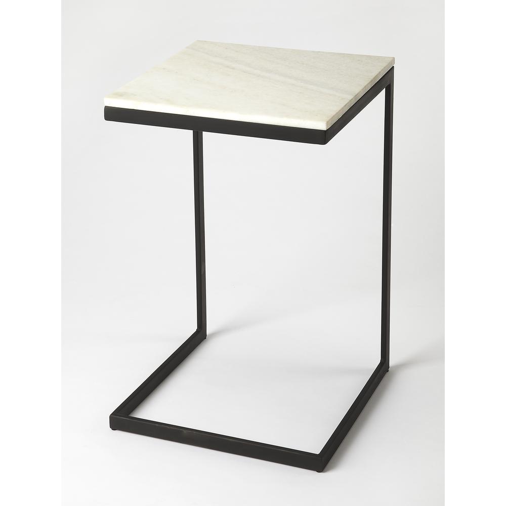 Lawler Marble C- Side Table, Black, White