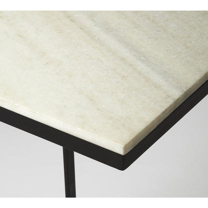 Lawler Marble C- Side Table, Black, White