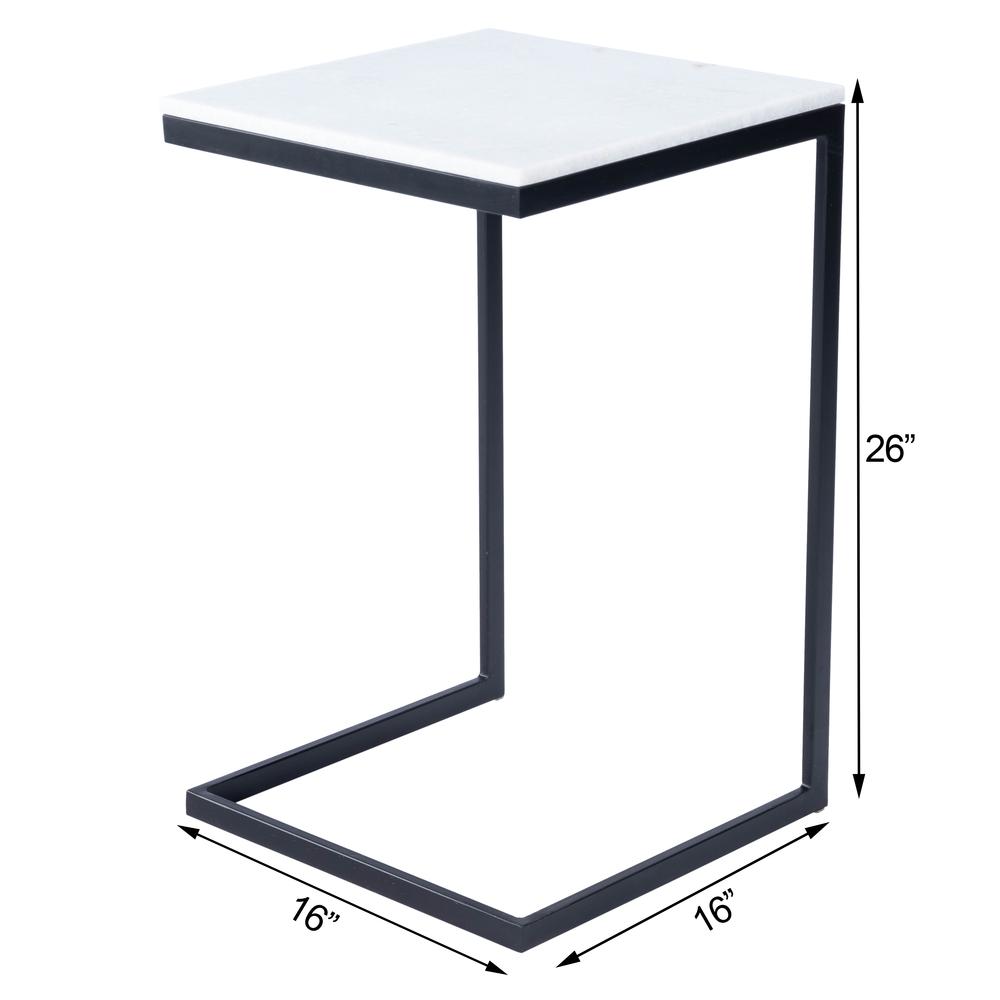 Lawler Marble C- Side Table, Black, White