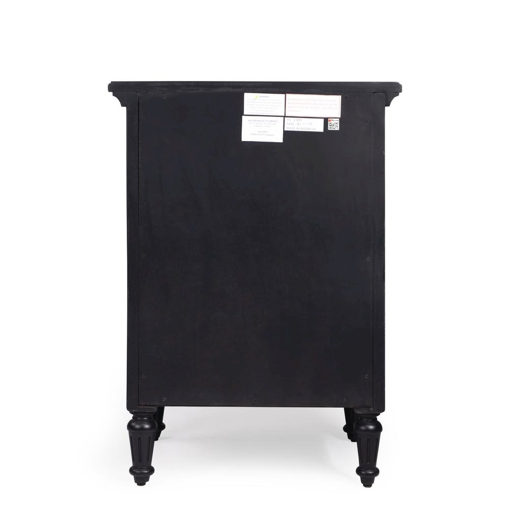 Black Wood Nightstand with Drawers – Classic 3 Drawer Bedroom Table