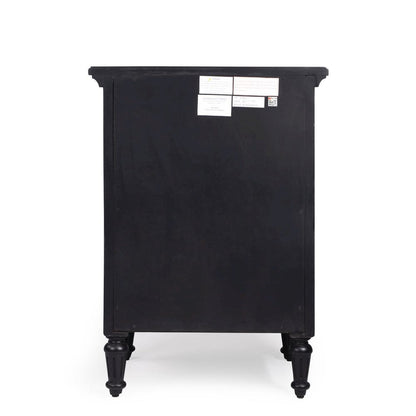 Black Wood Nightstand with Drawers – Classic 3 Drawer Bedroom Table