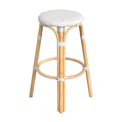 Tobias Round Rattan 30" Bar Stool, Glossy White