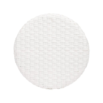 Tobias Round Rattan 30" Bar Stool, Glossy White
