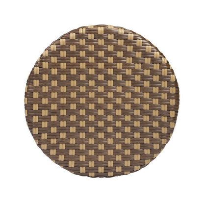 Tobias Round Rattan 30" Bar Stool, Brown and Tan Dot