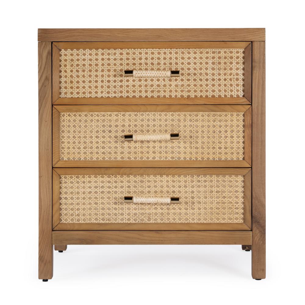 Mesa Cane and Solid Wood  3 Drawer Chest, Natural