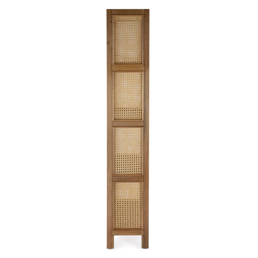 Mesa Cane and Solid Wood 4- Tier Etagere Bookcase, Natural