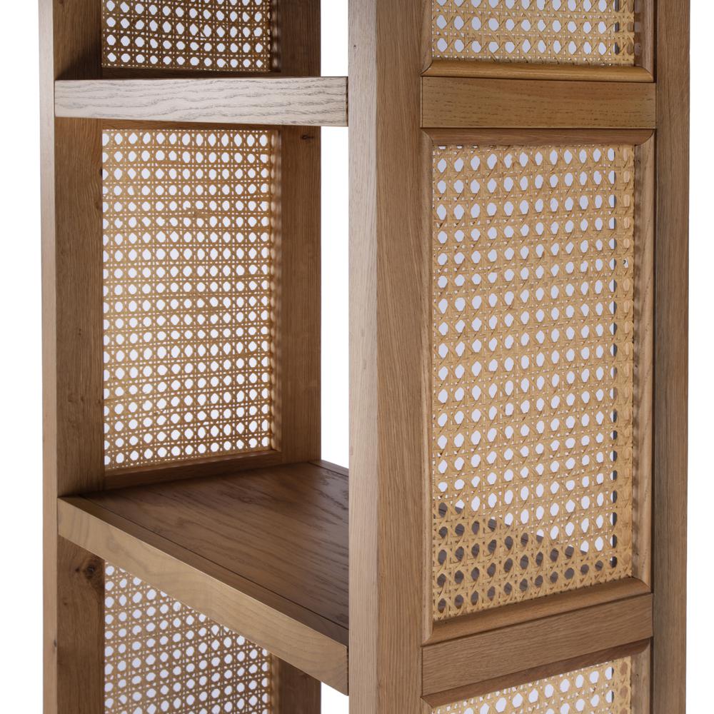 Mesa Cane and Solid Wood 4- Tier Etagere Bookcase, Natural