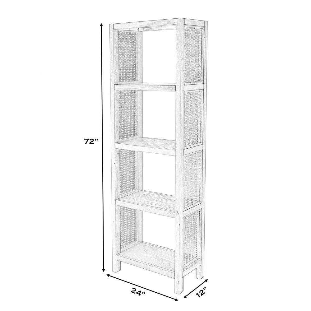 Mesa Cane and Solid Wood 4- Tier Etagere Bookcase, Natural