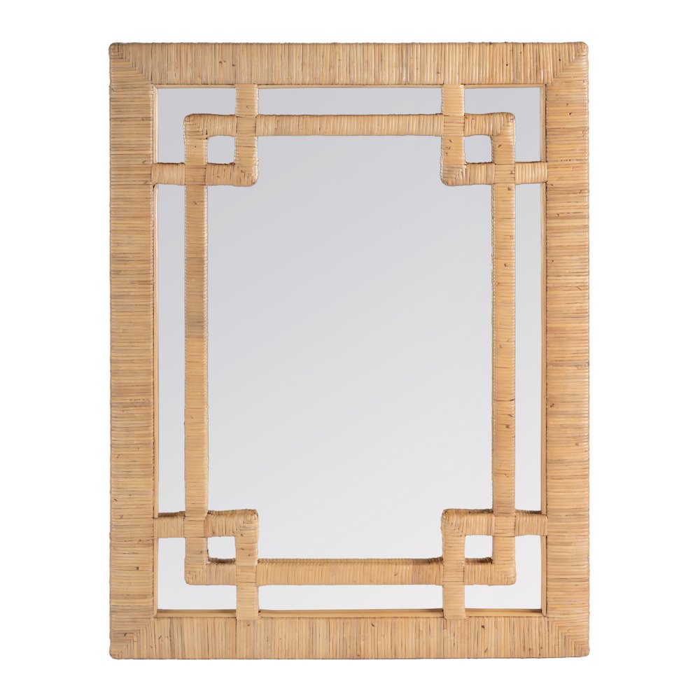 Hana Woven Rattan Wall Mirror, Light Brown