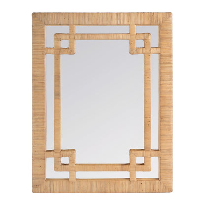 Hana Woven Rattan Wall Mirror, Light Brown