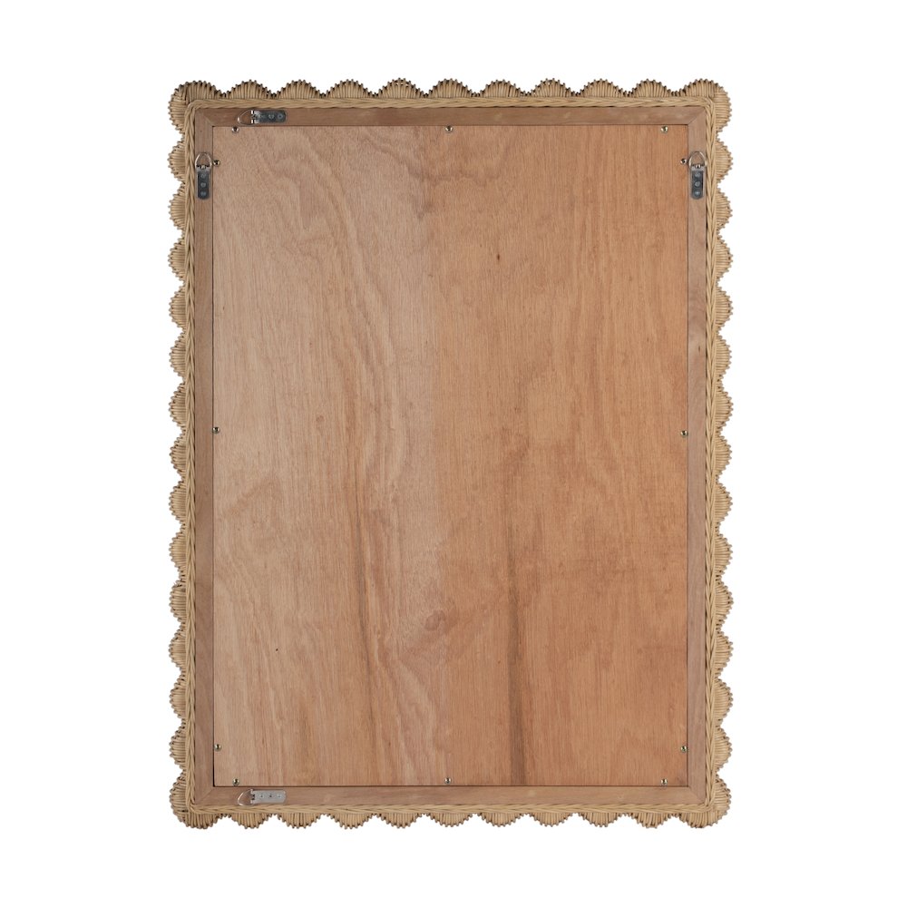Flora Rattan Scalloped Wall Mirror, Light Brown