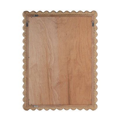 Flora Rattan Scalloped Wall Mirror, Light Brown