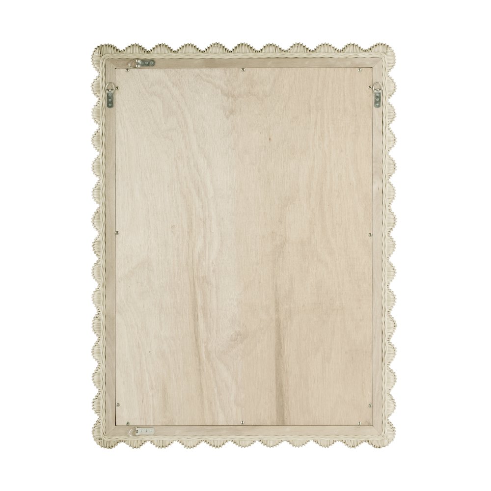 Flora 30" Rattan  Wall Mirror, Off-White