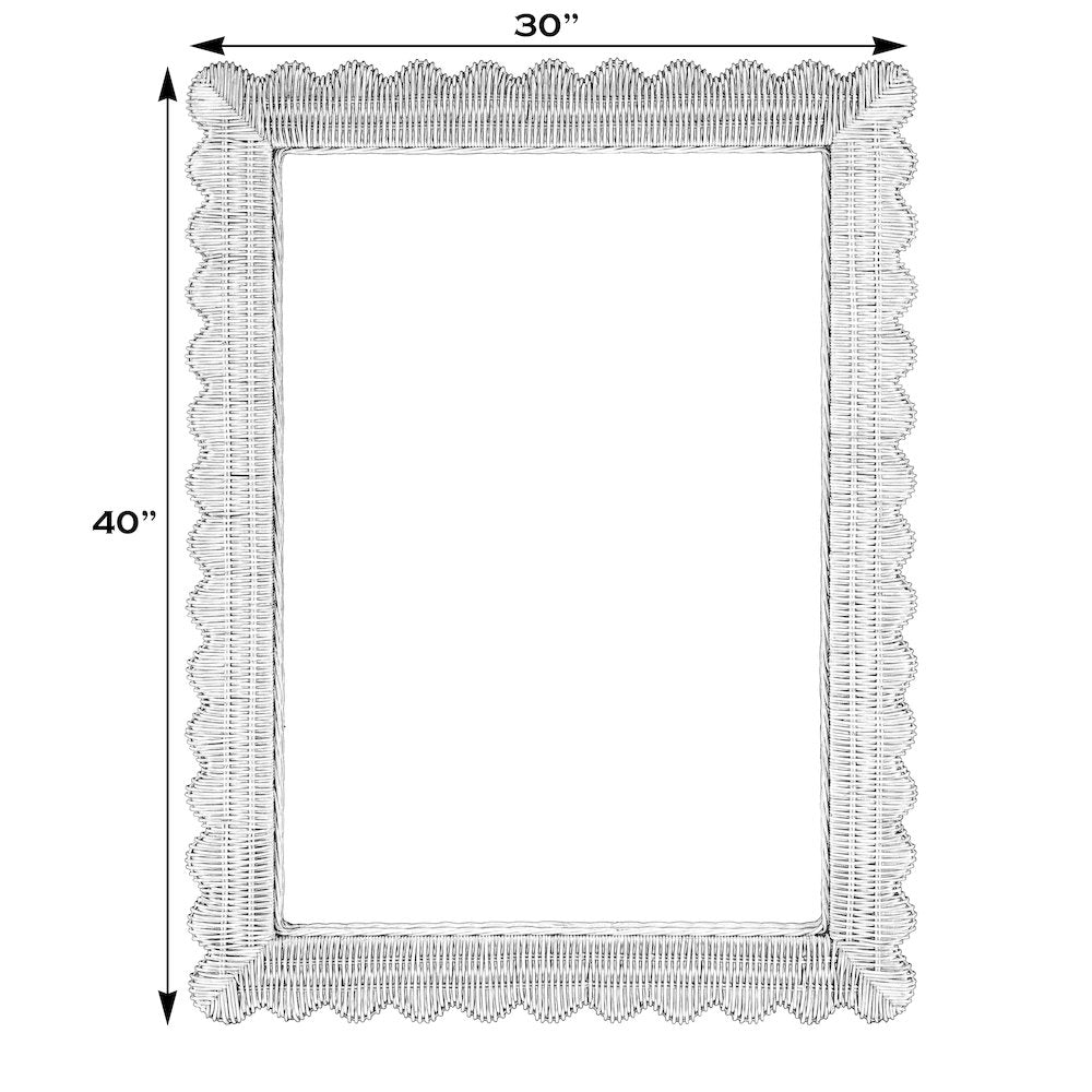 Flora 30" Rattan  Wall Mirror, Off-White